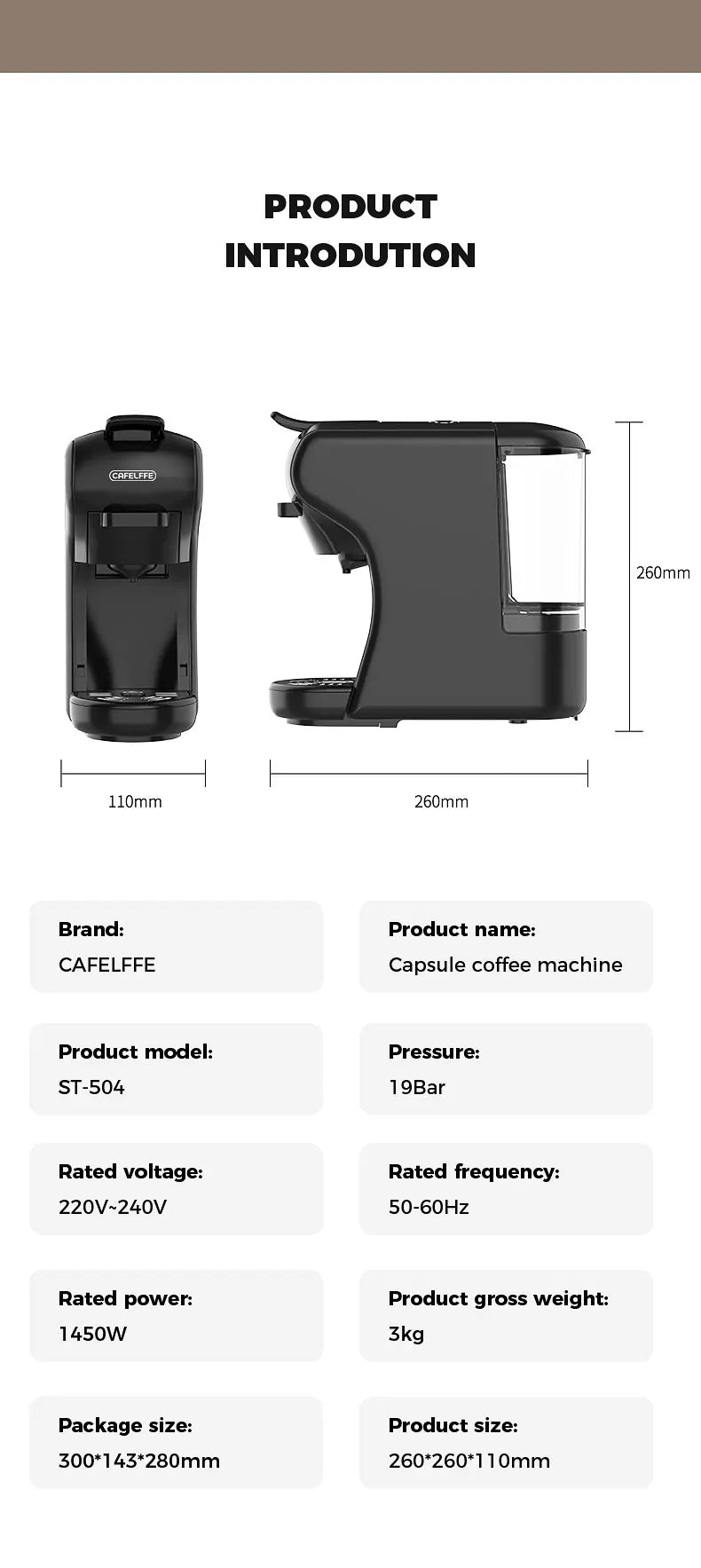 Máquina de café 3 em 1 - cápsulas Nespresso, Dolce Gusto ou café moído - 19Bar