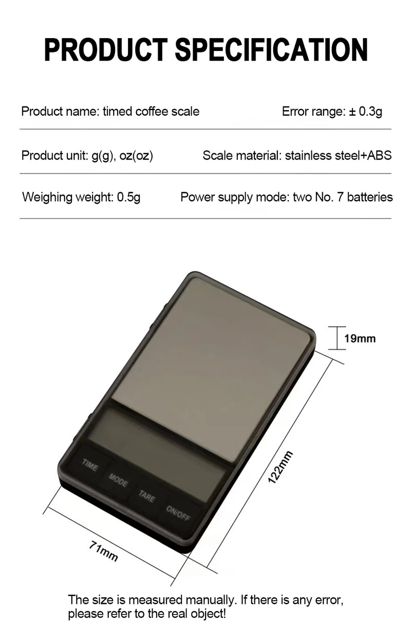 Balança de café de bolso com temporizador digital