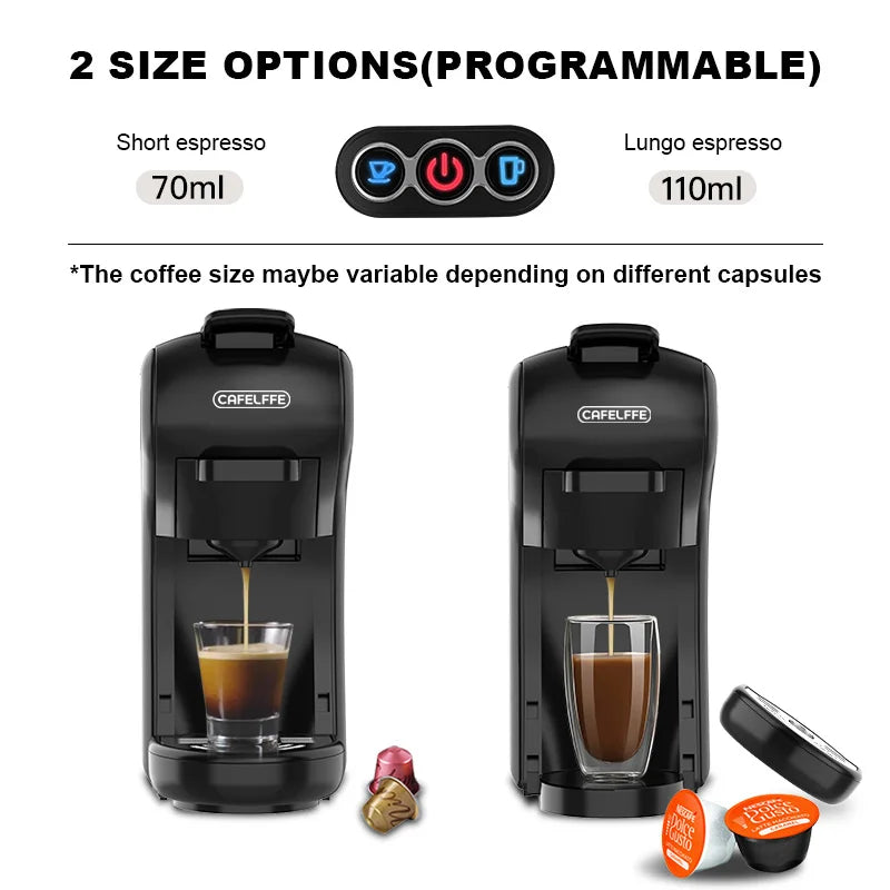 Máquina de café 3 em 1 - cápsulas Nespresso, Dolce Gusto ou café moído - 19Bar